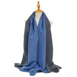 Blue/grey pom scarf
